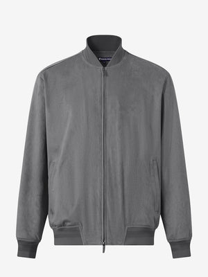 Men's Micro Suede Bomber Jacket With Jacquard Rib Trim