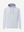 3D view of misty blue  soft stretchy hoodie with inner print hood