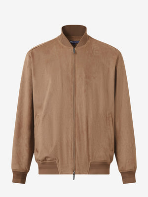 Men's Micro Suede Bomber Jacket With Jacquard Rib Trim