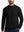 Upper body front view of model wearing black warm brushed mock neck golf t shirt
