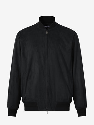 Men's Micro Suede Bomber Jacket With Jacquard Rib Trim