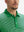 Close-up: nose to chest in green stripe upgraded two-tone striped quick dry polo shirt