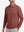 Front upper body shot of model wearing wine solid stretch cotton pique long sleeve polo shirts