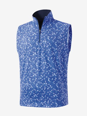 3D view of line animal full print quarter zip sleeveless vest pullover