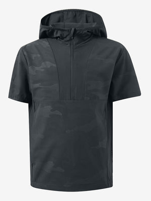 3D rendering of dark grey water-resistant short sleeve q-zip hoodie for boys