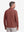 Back upper body shot of model wearing wine solid stretch cotton pique long sleeve polo shirts