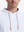 Close-up front view from nose to chest of model wearing white soft stretchy hoodie with inner print hood