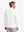 Back upper body shot of model wearing white solid stretch cotton pique long sleeve polo shirts