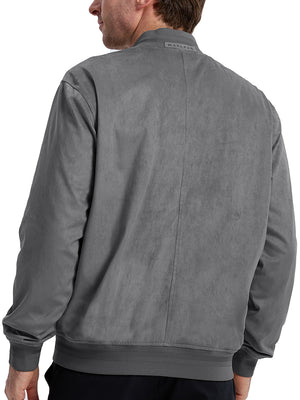 Men's Micro Suede Bomber Jacket With Jacquard Rib Trim