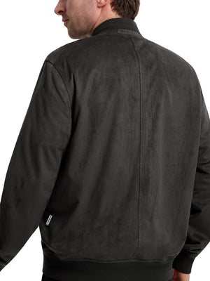 Men's Micro Suede Bomber Jacket With Jacquard Rib Trim
