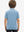 Back half-body view of youth wearing green ash stripe performance cooling polo, showing rear design