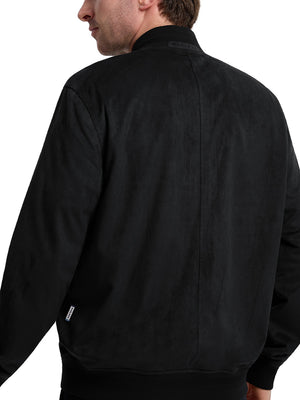 Men's Micro Suede Bomber Jacket With Jacquard Rib Trim