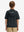 Back waist-up shot of model wearing dark grey water-resistant short sleeve q-zip hoodie for boys