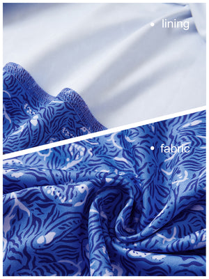 Close-up view of line animal   full print quarter zip sleeveless vest pullover showing inner lining and outer fabric  details