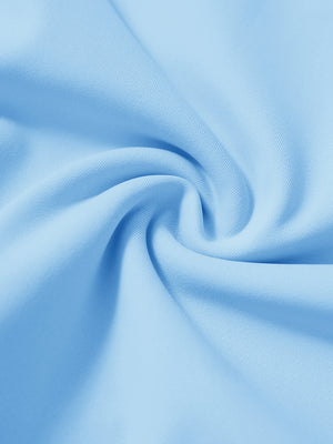 Fabric close-up of light blue lightweight ankle-zip sweatpants with 4 pockets, breathable performance material.