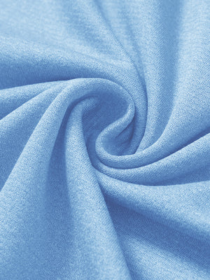 Close-up texture of  light blue melange lightweight sleeveless quarter zip golf vest fabric showing detailed premium material and weave