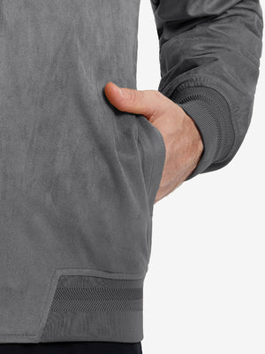 Men's Micro Suede Bomber Jacket With Jacquard Rib Trim
