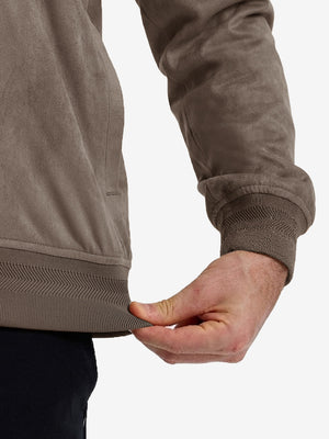 Men's Micro Suede Bomber Jacket With Jacquard Rib Trim