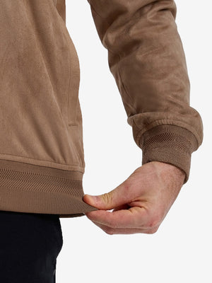 Men's Micro Suede Bomber Jacket With Jacquard Rib Trim