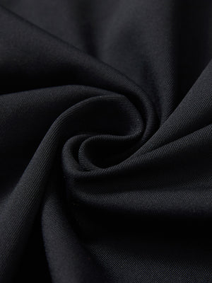 Close-up texture of  black soft stretchy hoodie with inner print hood fabric showing detailed premium material and weave