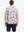 Full-body front view holding a takeaway drink cup, wearing BLUE ORANGE CAMO Stylish Printing Summer Shirt.