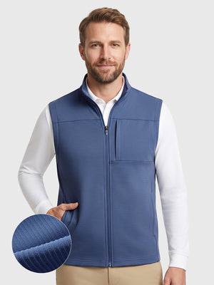 Nylon Blend Stripe Texture Golf Vest with 5 Pockets