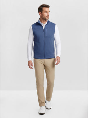 Nylon Blend Stripe Texture Golf Vest with 5 Pockets