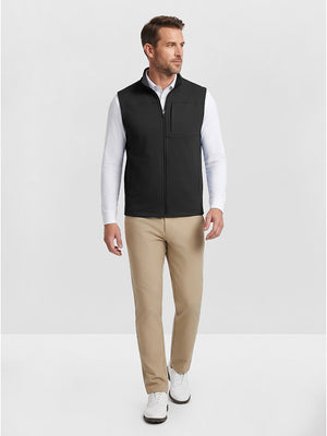 Nylon Blend Stripe Texture Golf Vest with 5 Pockets