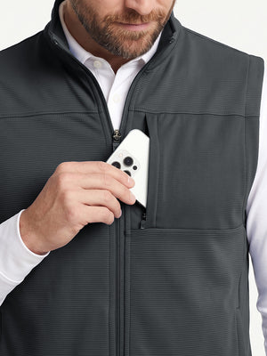 Nylon Blend Stripe Texture Golf Vest with 5 Pockets