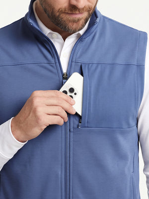 Nylon Blend Stripe Texture Golf Vest with 5 Pockets