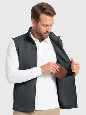 Nylon Blend Stripe Texture Golf Vest with 5 Pockets