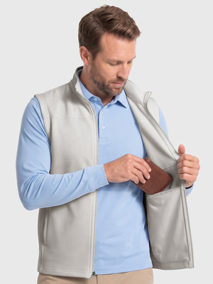 Nylon Blend Stripe Texture Golf Vest with 5 Pockets