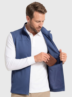 Nylon Blend Stripe Texture Golf Vest with 5 Pockets